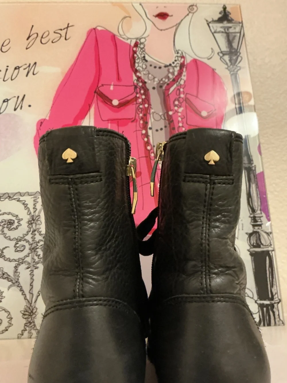 Kate Spade New York Genuine Leather Black Lace-Up Combat Boots — Size 7M